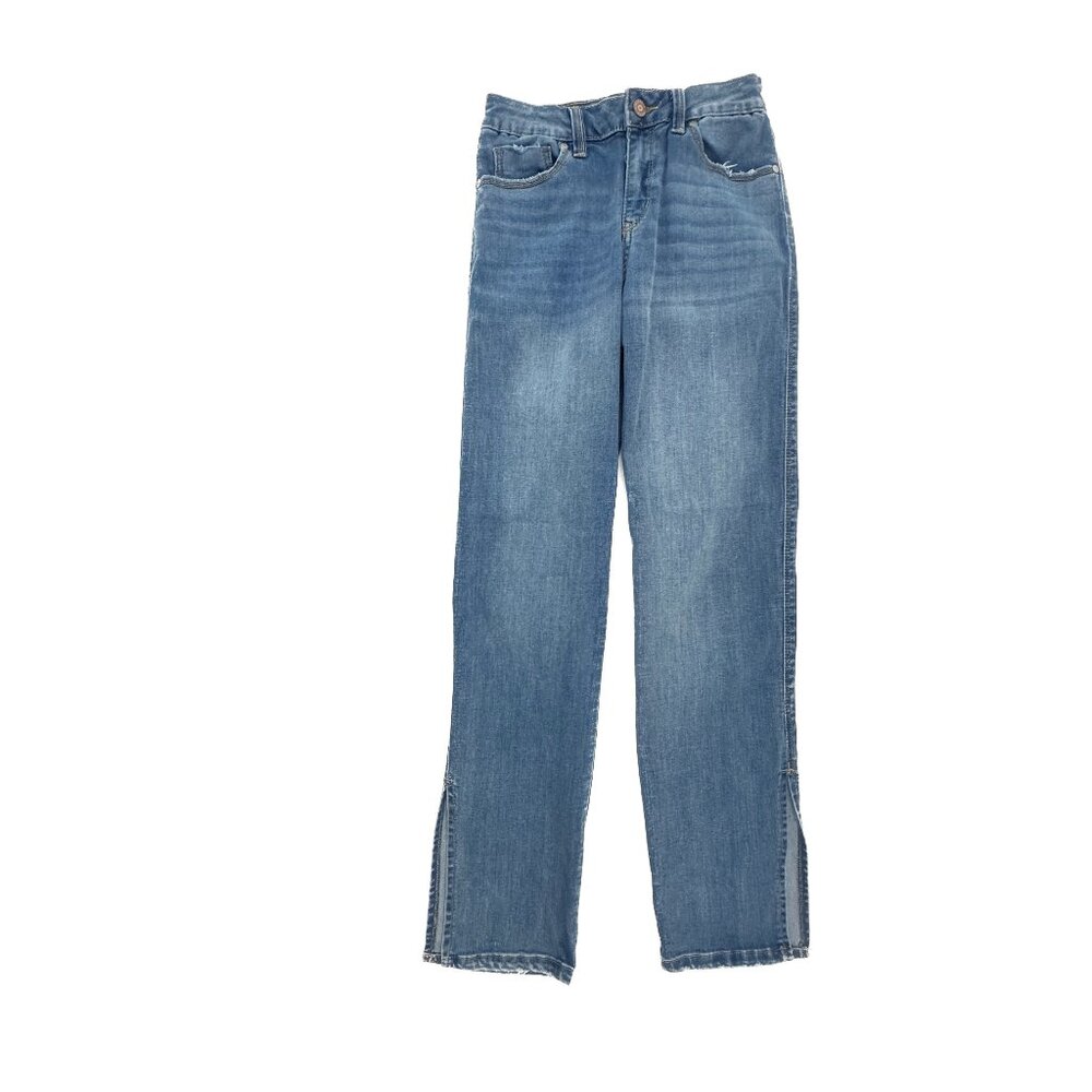 Sincerely Jules Slit Hem Straight Women's size 0 Medium Blue Denim Jeans